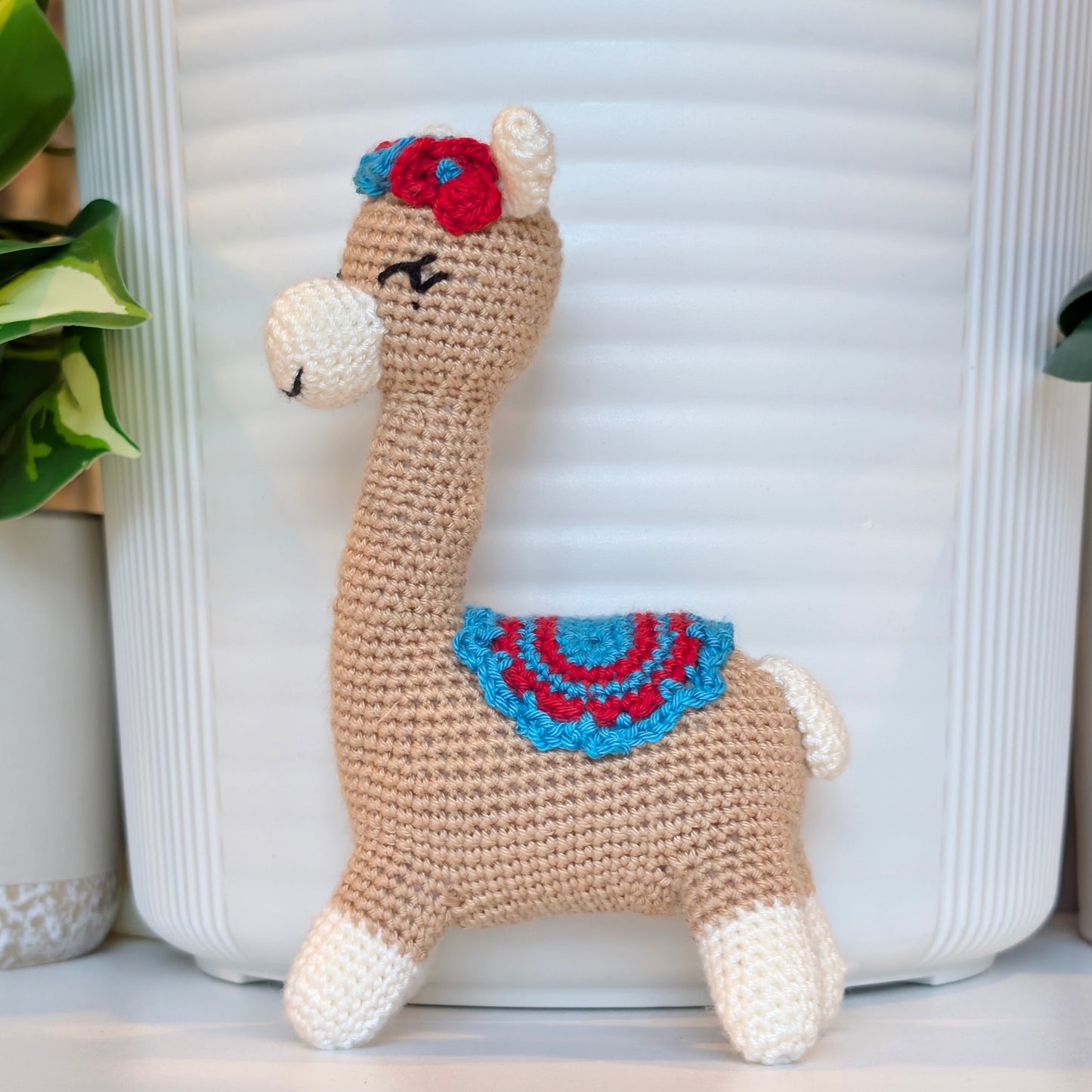 Llama (Vicuña) in Flower Tiara - Crochet Plush