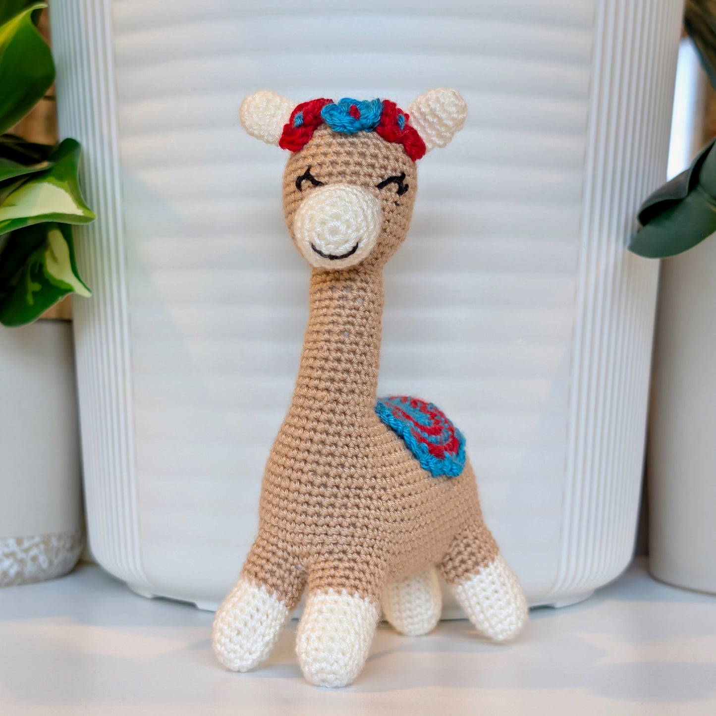 Llama (Vicuña) in Flower Tiara - Crochet Plush