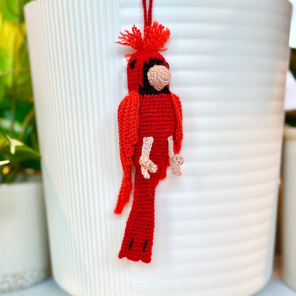 Cardinal Amigurumi - Handmade Crochet Plush Bird Charm