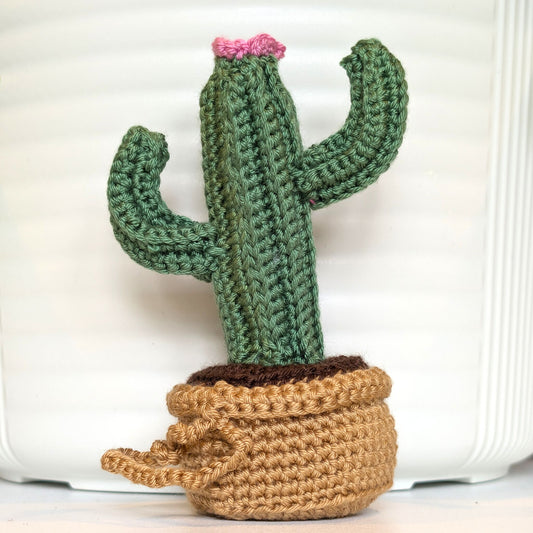 Saguaro Cactus (Beige Pot) - S/M - Crochet Plush Keychain
