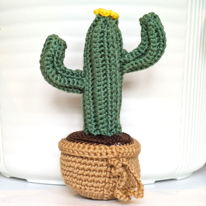 Saguaro Cactus (Beige Pot) - S/M - Crochet Plush Keychain