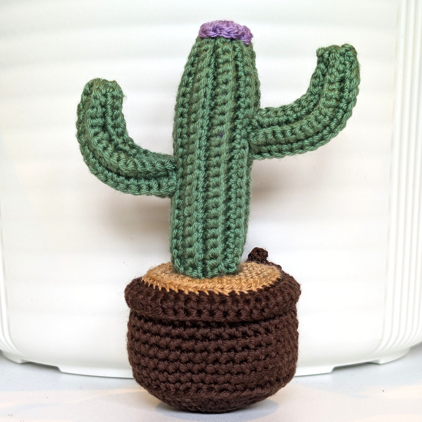 Saguaro Cactus (Brown Pot) - S/M - Crochet Plush Keychain