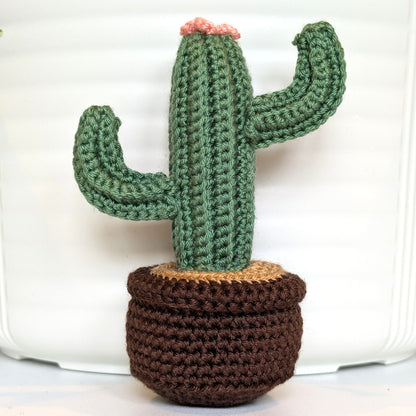 Saguaro Cactus (Brown Pot) - S/M - Crochet Plush Keychain