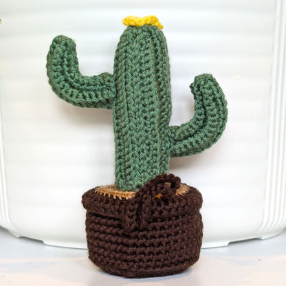 Saguaro Cactus (Brown Pot) - S/M - Crochet Plush Keychain