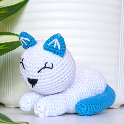 Cat Sleeping (White Medium) Amigurumi - Crochet Plushie