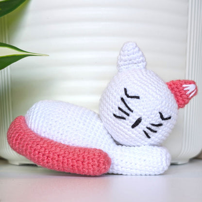 Cat Sleeping (White Medium) Amigurumi - Crochet Plushie