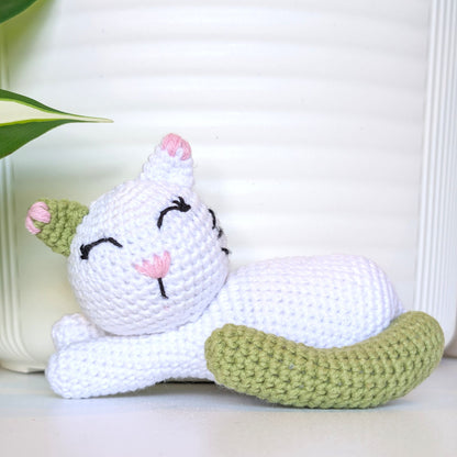 Cat Sleeping (White Medium) Amigurumi - Crochet Plushie