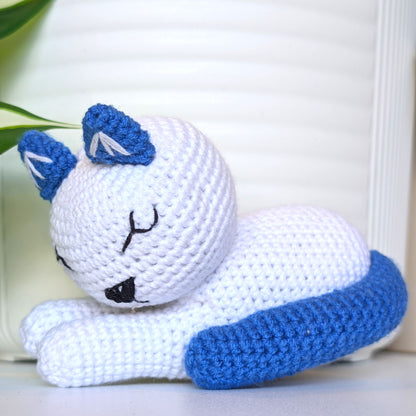 Cat Sleeping (White Medium) Amigurumi - Crochet Plushie
