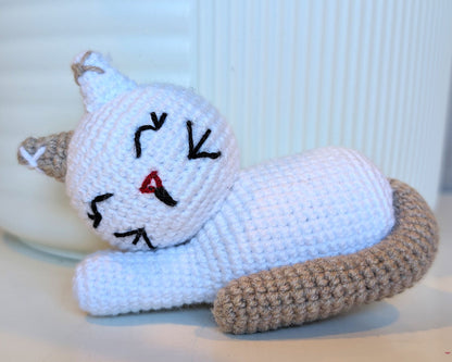 Cat Sleeping (White Medium) Amigurumi - Crochet Plushie