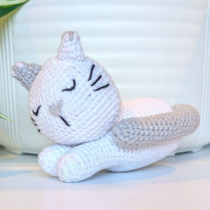 Cat Sleeping (White Medium) Amigurumi - Crochet Plushie