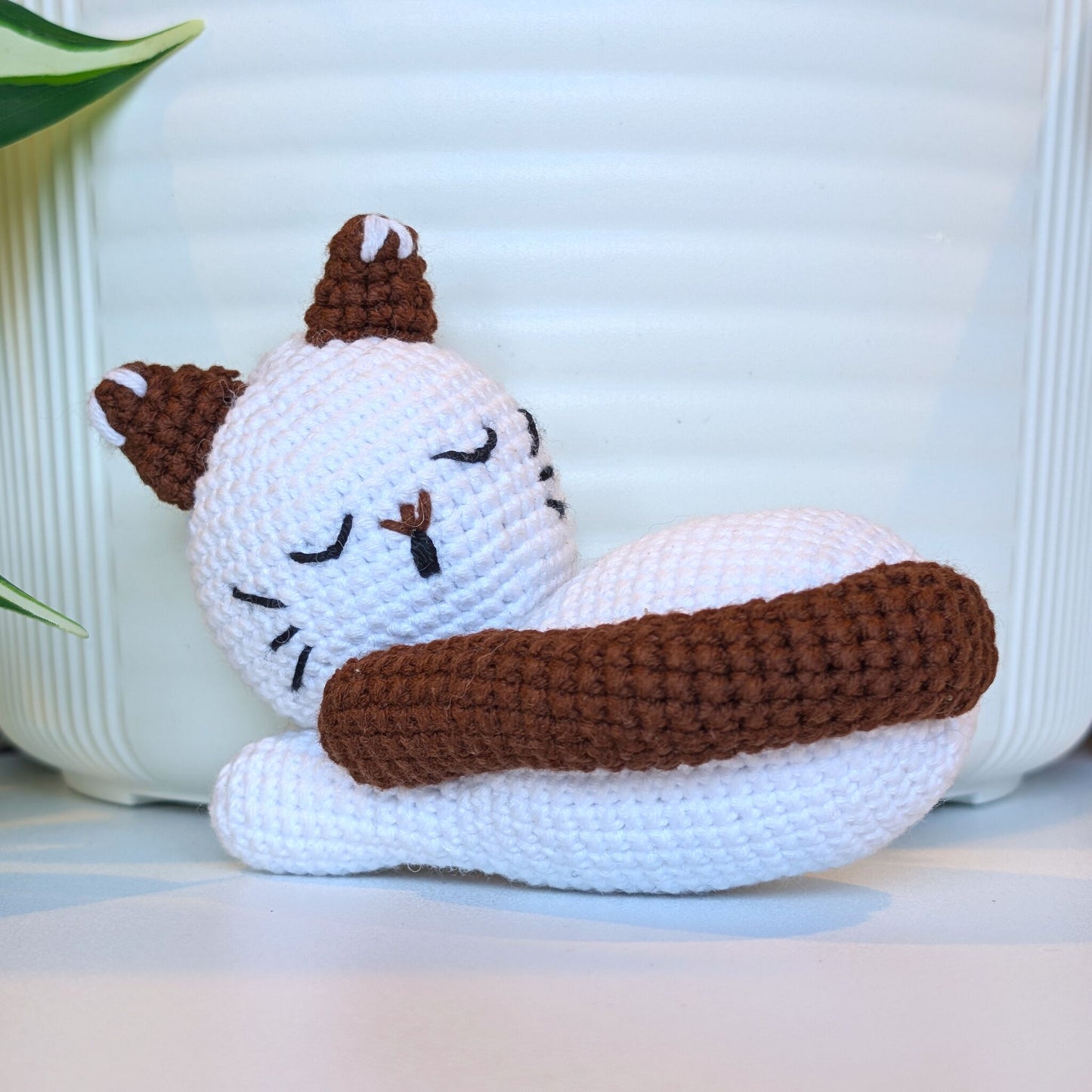Cat Sleeping (White Medium) Amigurumi - Crochet Plushie
