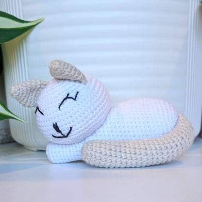 Cat Sleeping (White Medium) Amigurumi - Crochet Plushie