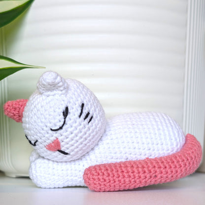 Cat Sleeping (White Medium) Amigurumi - Crochet Plushie