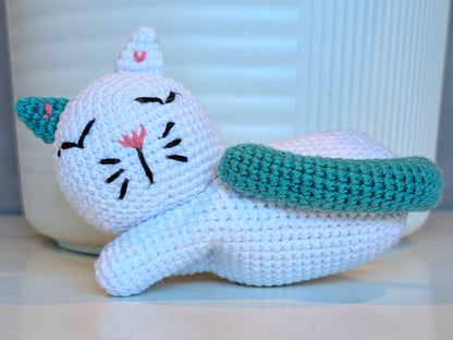 Cat Sleeping (White Medium) Amigurumi - Crochet Plushie