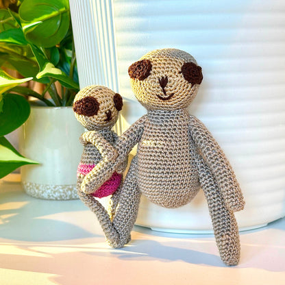 Sloth Mom and Baby in Pants Crochet Plushie