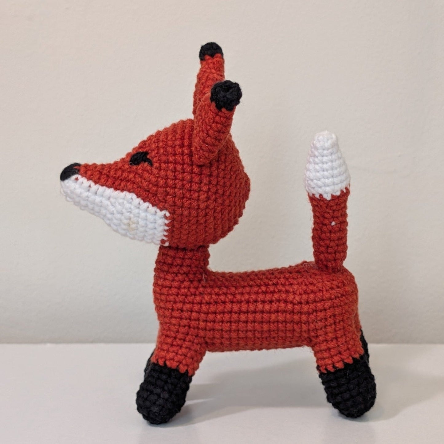 Red Fox Amigurumi on Four Legs - Crochet Plush Figurine