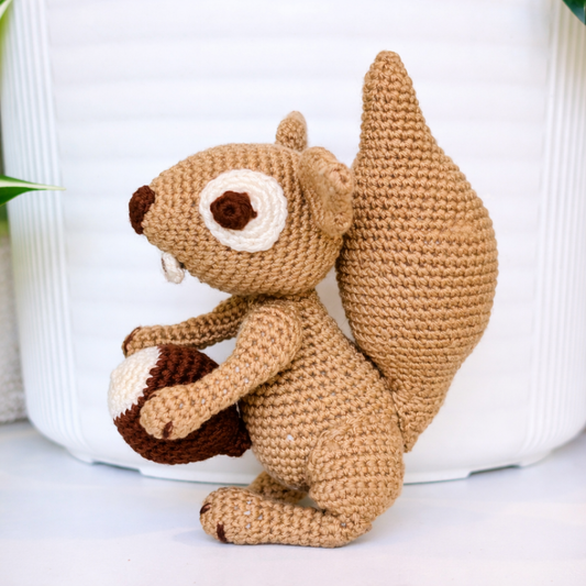 Squirrel with Acorn Amigurumi - Crochet Plush Charm