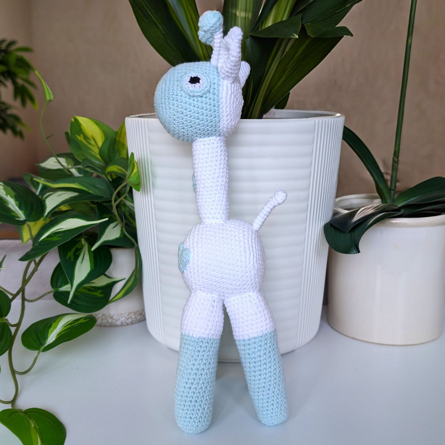 Giraffe Standing in Hearts Amigurumi - Handmade Crochet Plushie