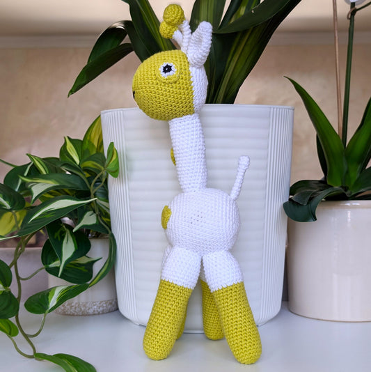 Giraffe Standing in Hearts Amigurumi - Handmade Crochet Plushie