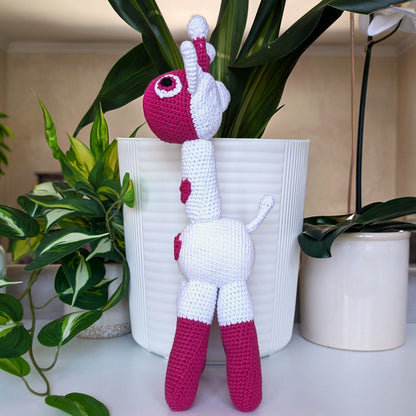 Giraffe Standing in Hearts Amigurumi - Handmade Crochet Plushie