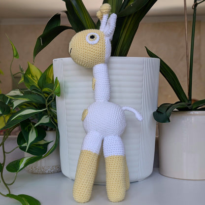 Giraffe Standing in Hearts Amigurumi - Handmade Crochet Plushie