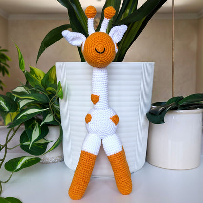 Giraffe Standing in Hearts Amigurumi - Handmade Crochet Plushie