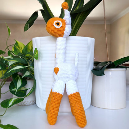 Giraffe Standing in Hearts Amigurumi - Handmade Crochet Plushie