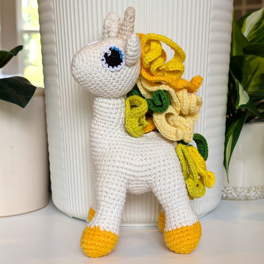 Unicorn (Amber Foot) - Large - Crochet Stuffed Animal