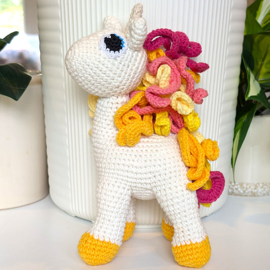 Unicorn (Amber Foot) - Large - Crochet Stuffed Animal