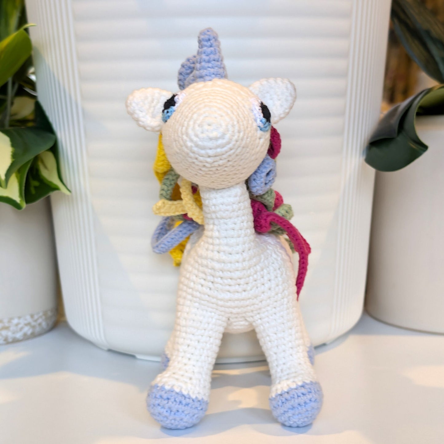 Unicorn (Bright Pastel Blue Foot) - Medium - Crochet Plushie