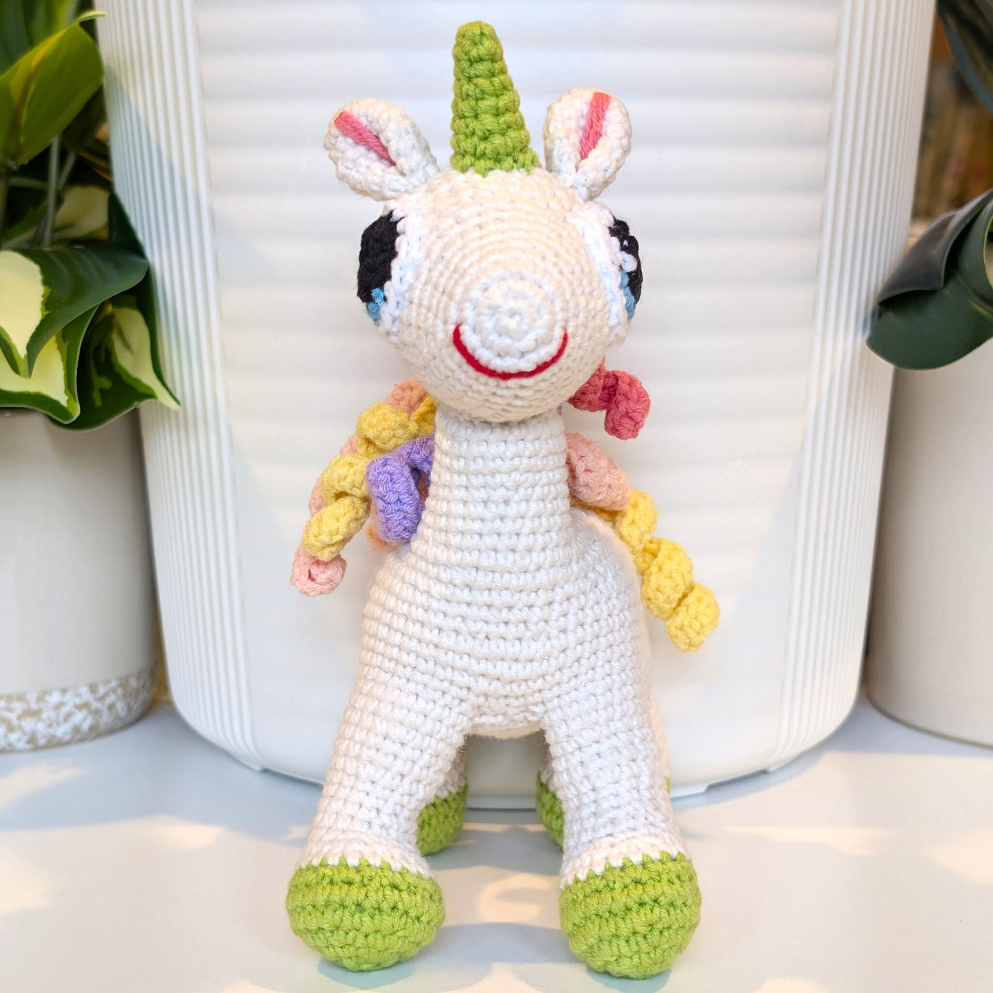 Unicorn (Light Lime Foot) - Medium - Crochet Plush Toy