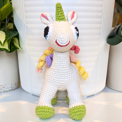 Unicorn (Light Lime Foot) - Medium - Crochet Plush Toy