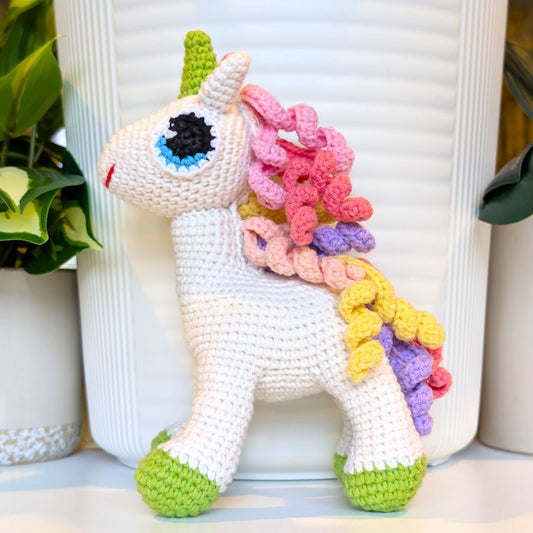 Unicorn (Light Lime Foot) - Medium - Crochet Plush Toy