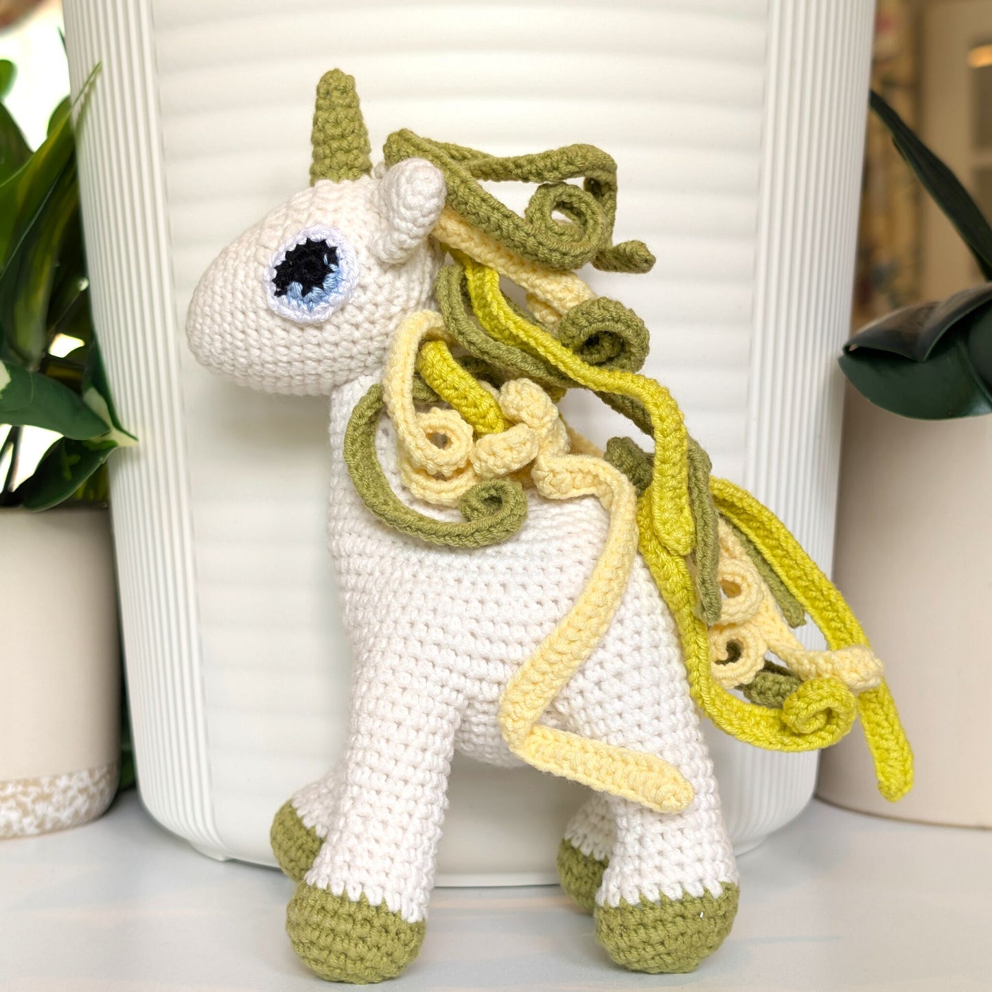 Unicorn (Light Olive Green Foot) - Medium - Crochet Plushie