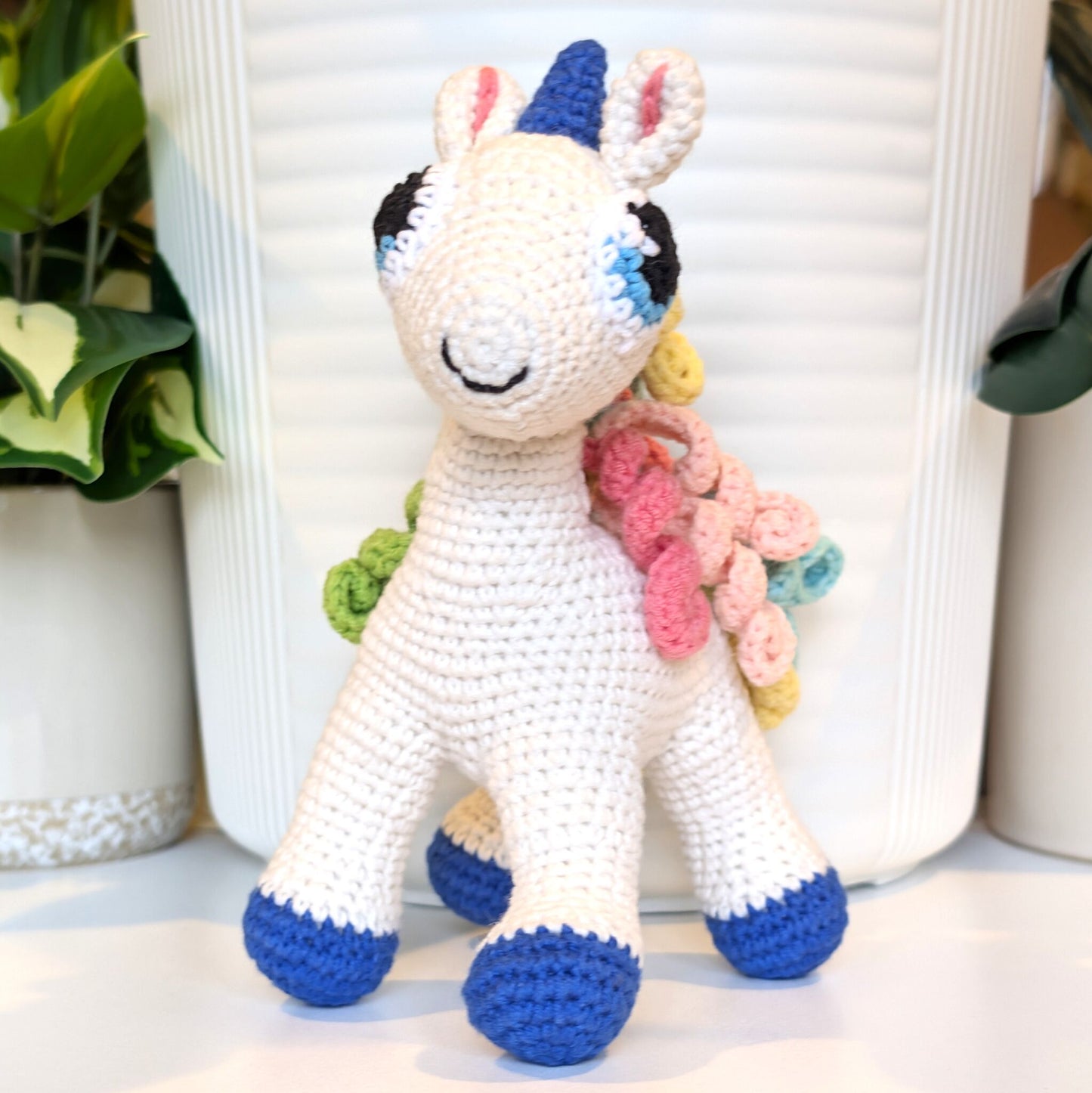 Unicorn (Royal Blue Foot) - Medium - Crochet Stuffed Animal