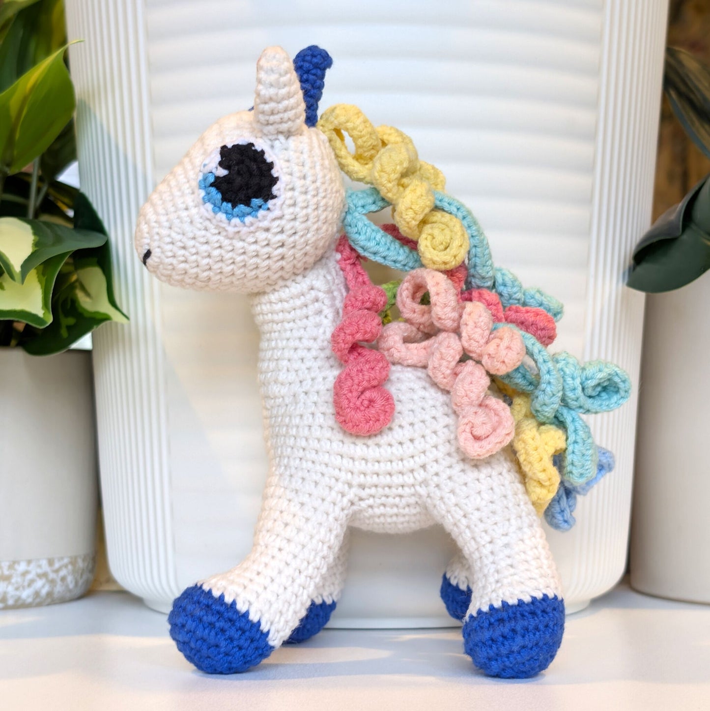 Unicorn (Royal Blue Foot) - Medium - Crochet Stuffed Animal