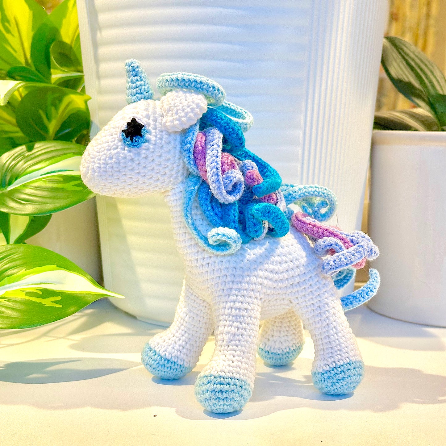 Unicorn (Aqua Foot) - Medium - Crochet Plushie