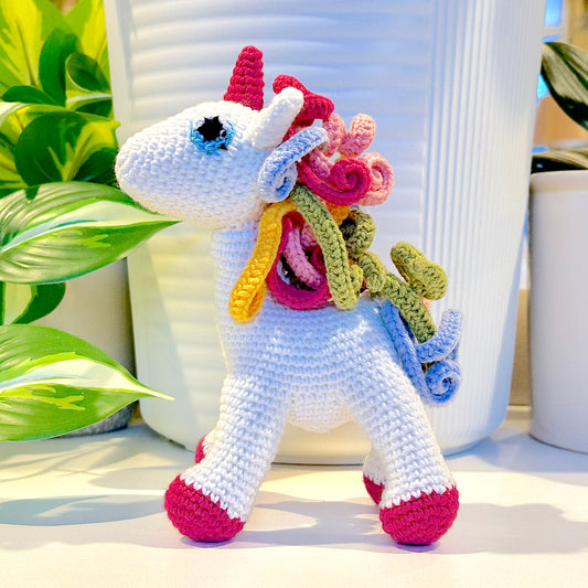 Unicorn (Ruby Red Foot) - Medium - Crochet Plushie