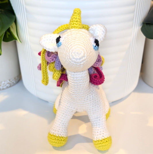 Unicorn Amigurumi (Chartreuse Foot) - Medium - Handmade Crochet Plushie