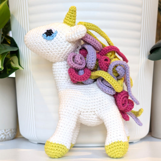 Unicorn Amigurumi (Chartreuse Foot) - Medium - Handmade Crochet Plushie