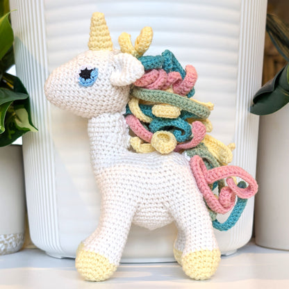 Unicorn (Pastel Yellow Foot) - Medium - Crochet Stuffed Animal