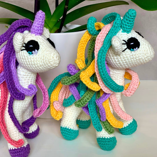 Unicorn (Teal Foot) - Medium - Amigurumi Crochet Plushie