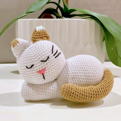 Cat Sleeping (White Medium) Amigurumi - Crochet Plushie