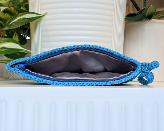 Wristlet Clutch Bag - Azure (Macrame Yarn)