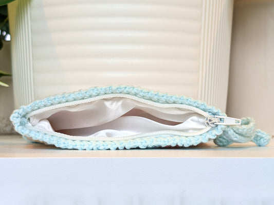 Wristlet Bag - Blue & Coral