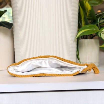 Wristlet Zipper Bag - Dusky Yellow and Brown