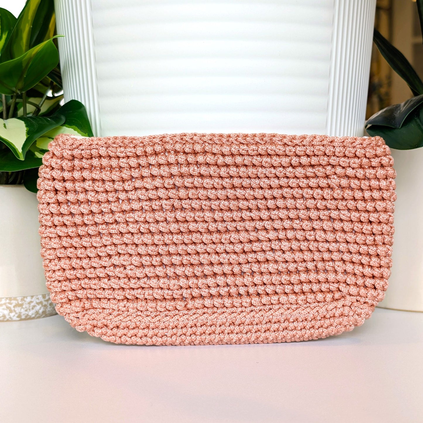 Wristlet Clutch Bag - Light Salmon Macrame