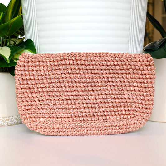 Clutch Zipper Bag - Light Salmon Macrame