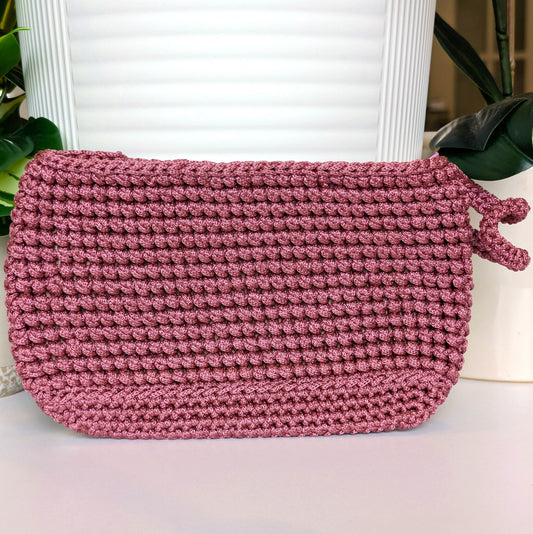 Wristlet Clutch Bag - Dark Mauve Macrame