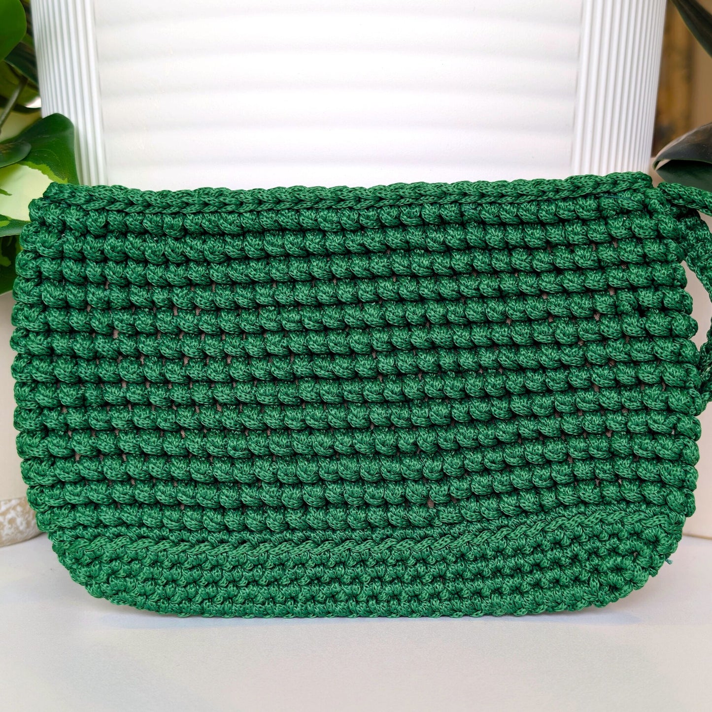 Wristlet Clutch Bag - Emerald Green Macrame